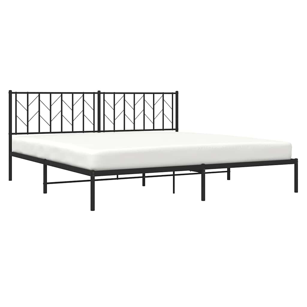 Metal Bed Frame without Mattress with Headboard Black 76"x79.9"