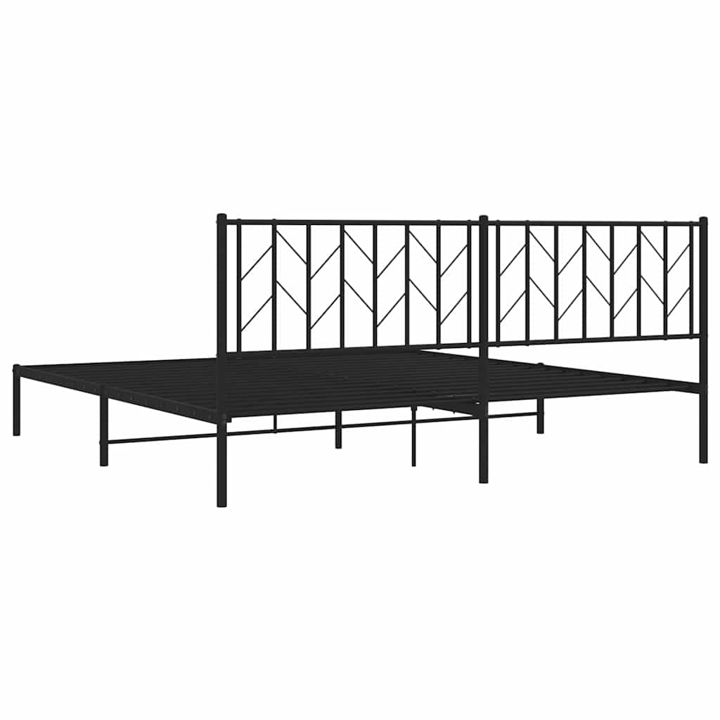 Metal Bed Frame without Mattress with Headboard Black 76"x79.9"