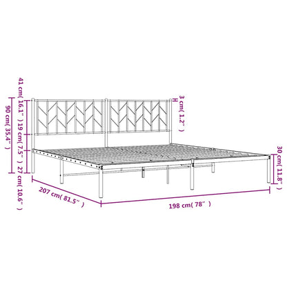 Metal Bed Frame without Mattress with Headboard Black 76"x79.9"