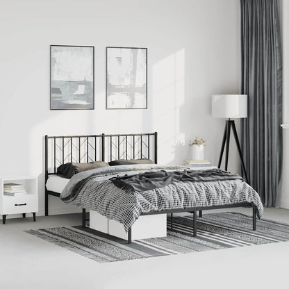 Metal Bed Frame without Mattress with Headboard Black 76"x79.9"