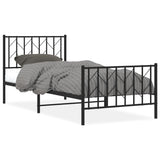 Metal Bed Frame with Headboard and Footboard Black 90x190 cm Single