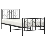 Metal Bed Frame with Headboard and Footboard Black 90x190 cm Single
