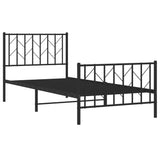 Metal Bed Frame with Headboard and Footboard Black 90x190 cm Single
