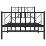 Metal Bed Frame with Headboard and Footboard Black 90x190 cm Single