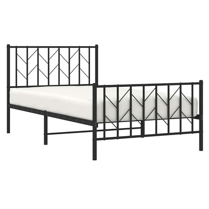 Metal Bed Frame without Mattress with Footboard Black 100x200cm