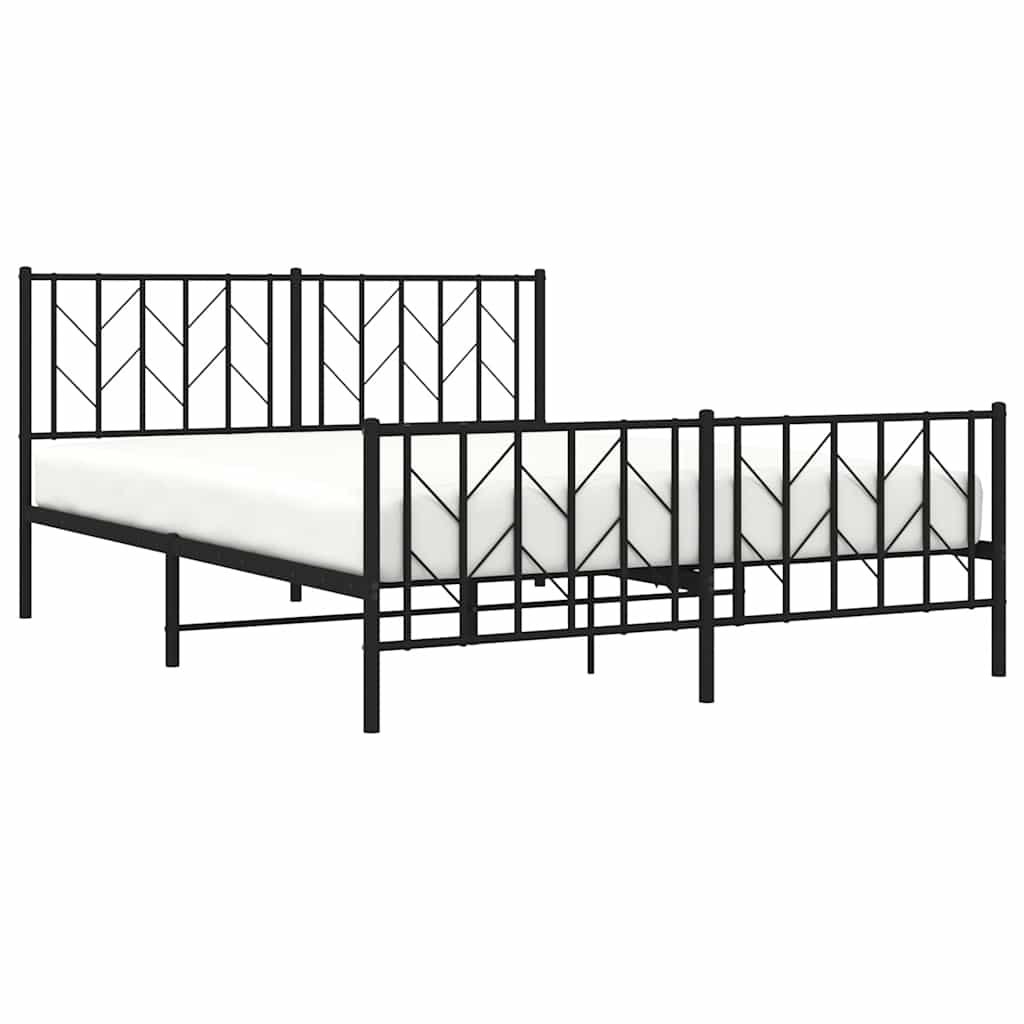 vidaXL Bed Frame Black Powder-Coated Steel King Size Bed Frame