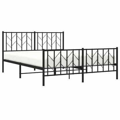 vidaXL Bed Frame Black Powder-Coated Steel King Size Bed Frame