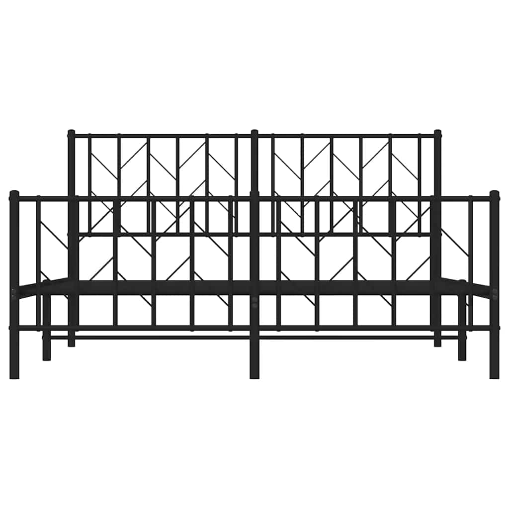vidaXL Bed Frame Black Powder-Coated Steel King Size Bed Frame