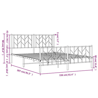 vidaXL Bed Frame Black Powder-Coated Steel King Size Bed Frame