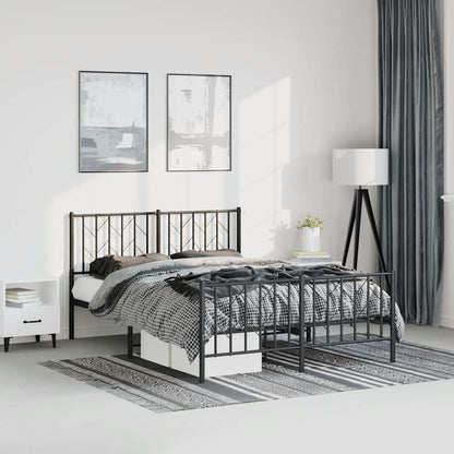 vidaXL Bed Frame Black Powder-Coated Steel King Size Bed Frame