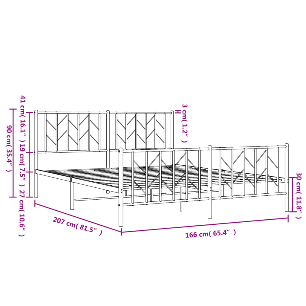Bed Frame | Black | Powder-Coated Steel | Double | Bed Frame