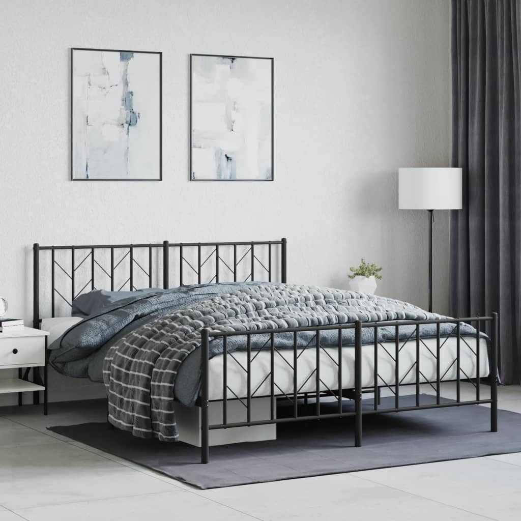 Bed Frame | Black | Powder-Coated Steel | Double | Bed Frame