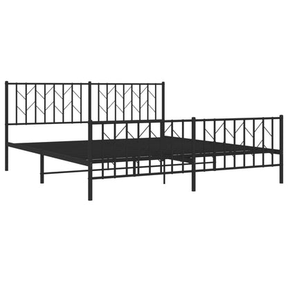 Metal Bed Frame without Mattress with Footboard Black 183x213cm