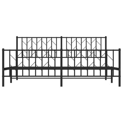 Metal Bed Frame without Mattress with Footboard Black 183x213cm