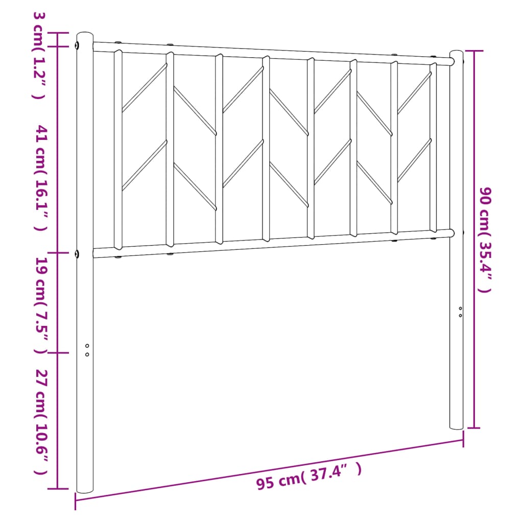 Metal Replace Headboard Black 90 cm