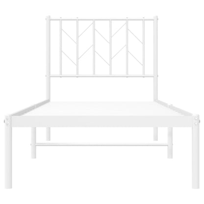 Metal Bed Frame without Mattress with Headboard White 75x190cm