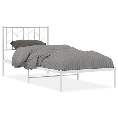 Metal Bed Frame without Mattress with Headboard White 90x190cm