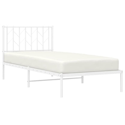 Metal Bed Frame without Mattress with Headboard White 90x190cm