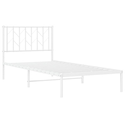 Metal Bed Frame without Mattress with Headboard White 90x190cm
