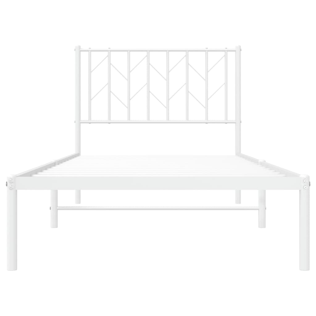 Metal Bed Frame without Mattress with Headboard White 90x190cm