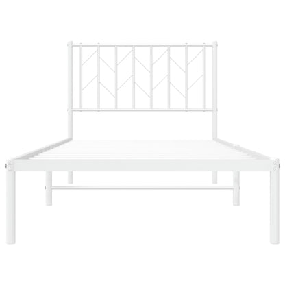 Metal Bed Frame without Mattress with Headboard White 90x190cm