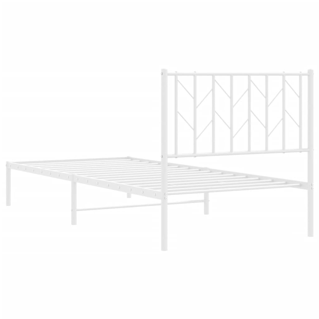 Metal Bed Frame without Mattress with Headboard White 90x190cm