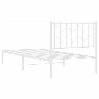 Metal Bed Frame without Mattress with Headboard White 90x190cm