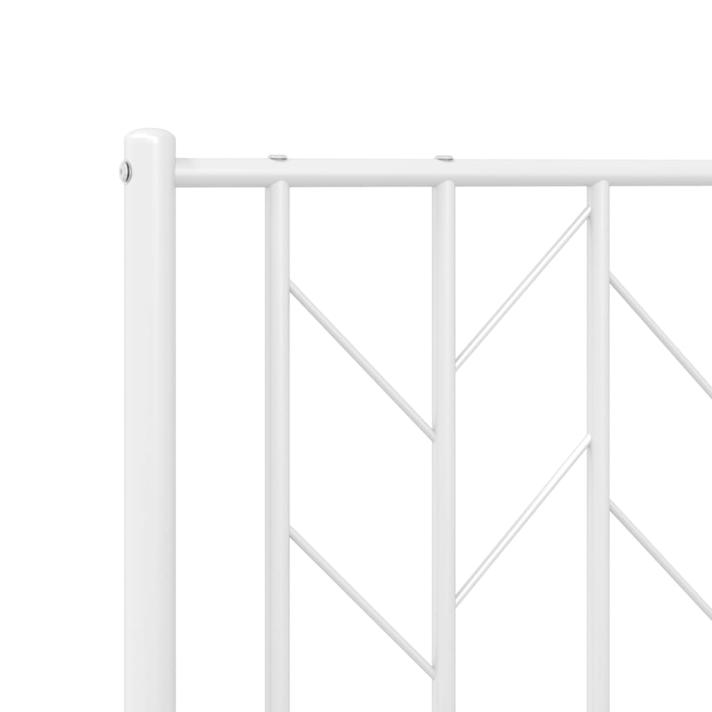 Metal Bed Frame without Mattress with Headboard White 90x190cm