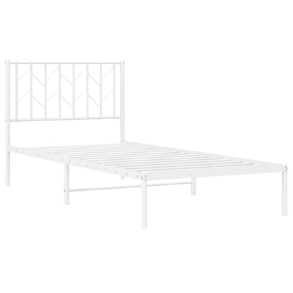 Metal Bed Frame without Mattress with Headboard White 90x200cm