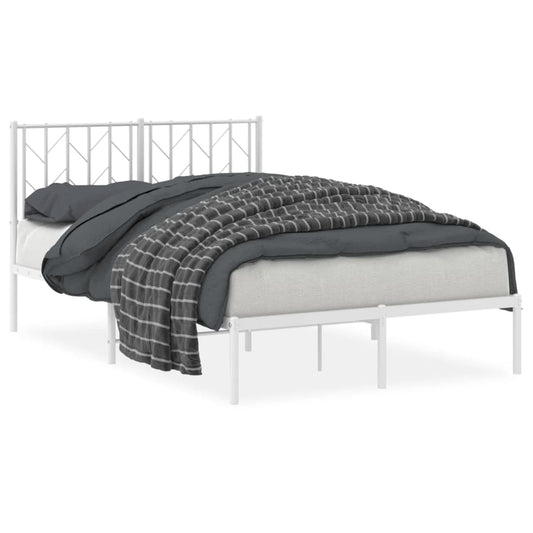 Metal Bed Frame without Mattress with Headboard White 120x200cm