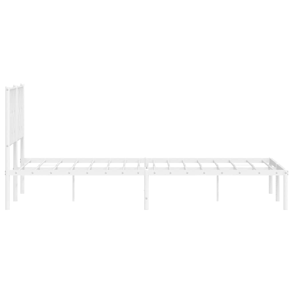 Metal Bed Frame without Mattress with Headboard White 150x200cm