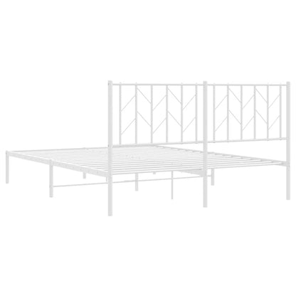Metal Bed Frame without Mattress with Headboard White 150x200cm