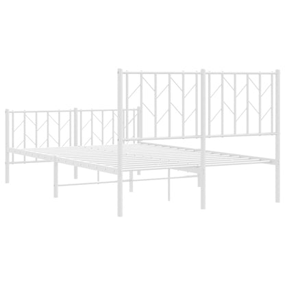 Metal Bed Frame without Mattress with Footboard White 120x200cm