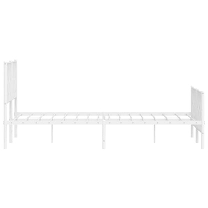 Metal Bed Frame without Mattress with Footboard White 150x200cm