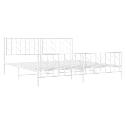 Metal Bed Frame without Mattress with Footboard White 76"x79.9"