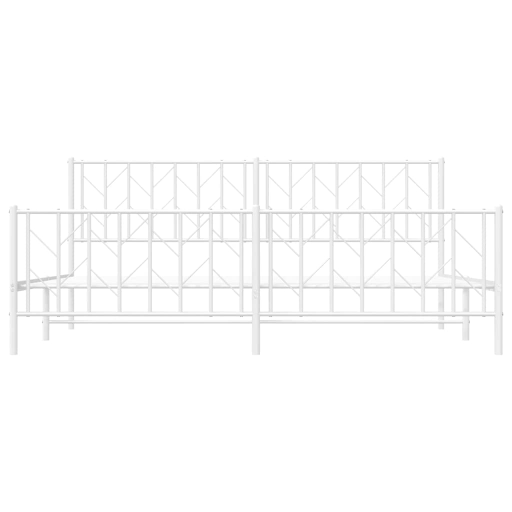 Metal Bed Frame without Mattress with Footboard White 76"x79.9"