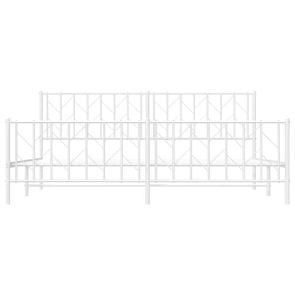 Metal Bed Frame without Mattress with Footboard White 76"x79.9"