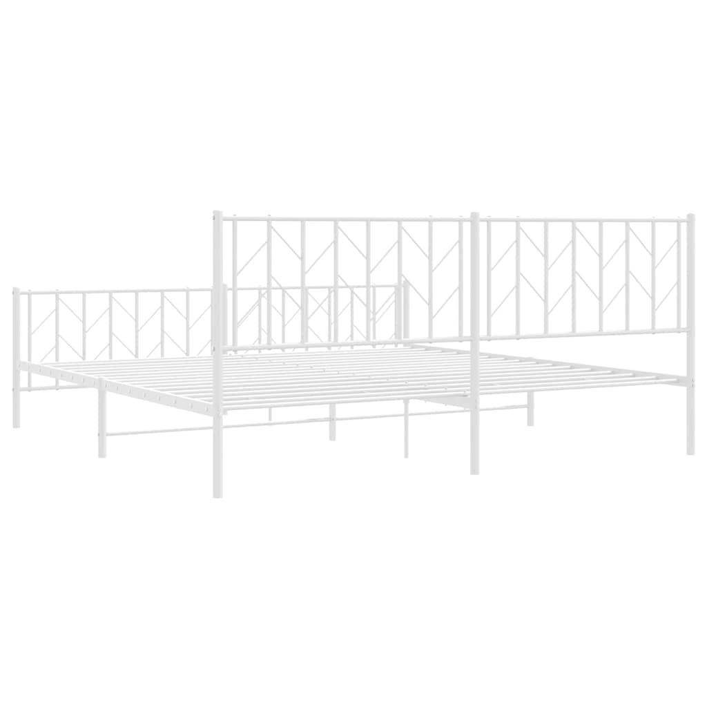 Metal Bed Frame without Mattress with Footboard White 76"x79.9"