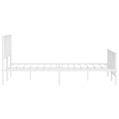 Metal Bed Frame without Mattress with Footboard White 200x200cm