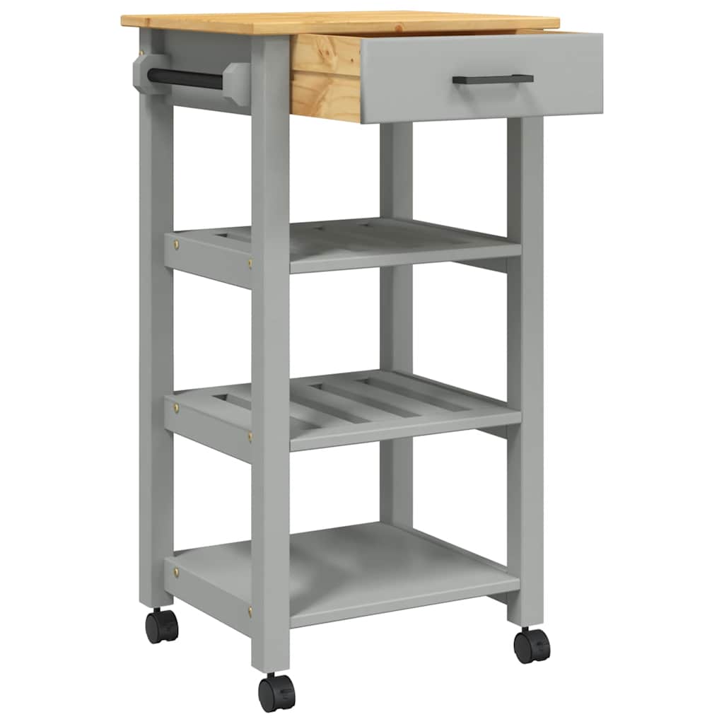 Kitchen Trolley MONZA 18.9"x15.7"x34.8" Solid Wood Pine