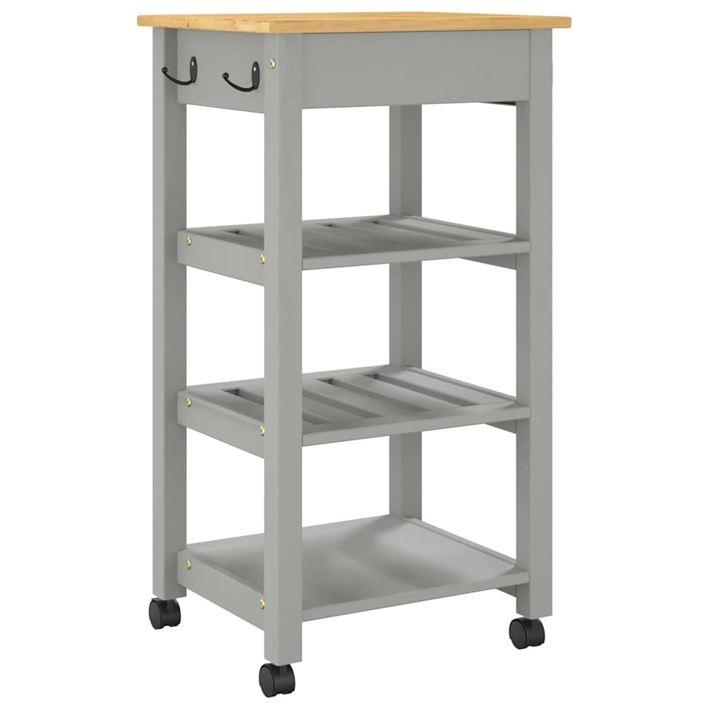 Kitchen Trolley MONZA 18.9"x15.7"x34.8" Solid Wood Pine