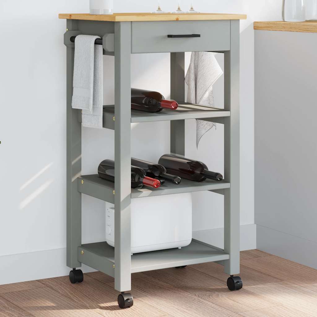 Kitchen Trolley MONZA 18.9"x15.7"x34.8" Solid Wood Pine