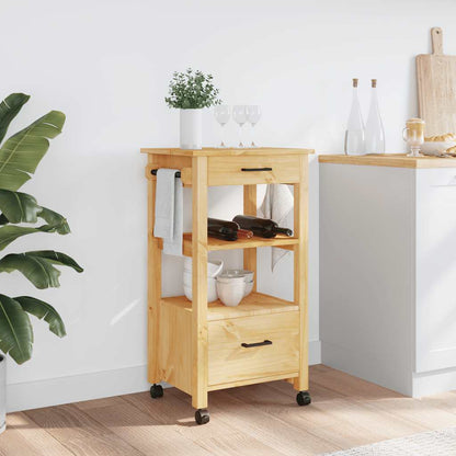 Kitchen Trolley MONZA 18.9"x15.7"x34.8" Solid Wood Pine