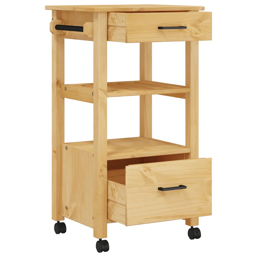 Kitchen Trolley MONZA 18.9"x15.7"x34.8" Solid Wood Pine