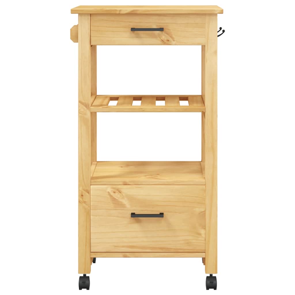 Kitchen Trolley MONZA 18.9"x15.7"x34.8" Solid Wood Pine