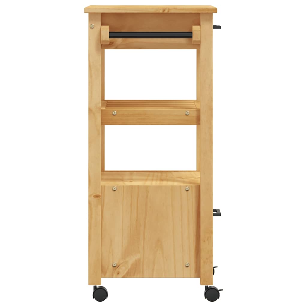 Kitchen Trolley MONZA 18.9"x15.7"x34.8" Solid Wood Pine