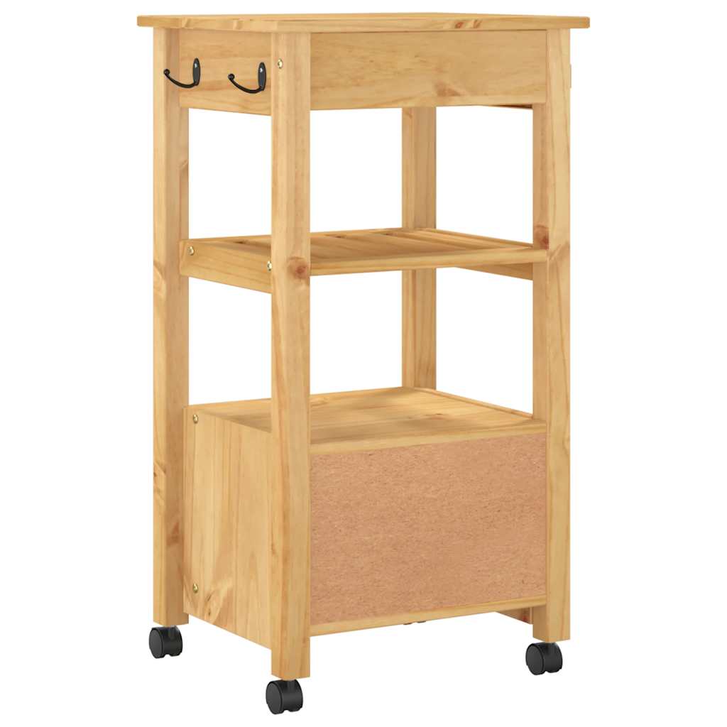 Kitchen Trolley MONZA 18.9"x15.7"x34.8" Solid Wood Pine
