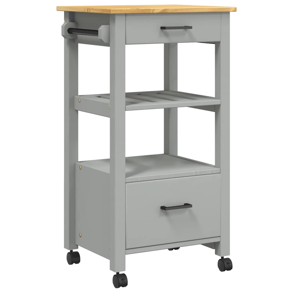 Kitchen Trolley MONZA 18.9"x15.7"x34.8" Solid Wood Pine