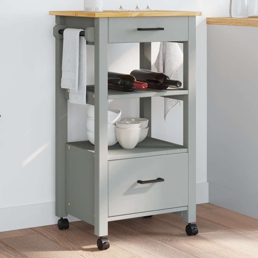 Kitchen Trolley MONZA 18.9"x15.7"x34.8" Solid Wood Pine