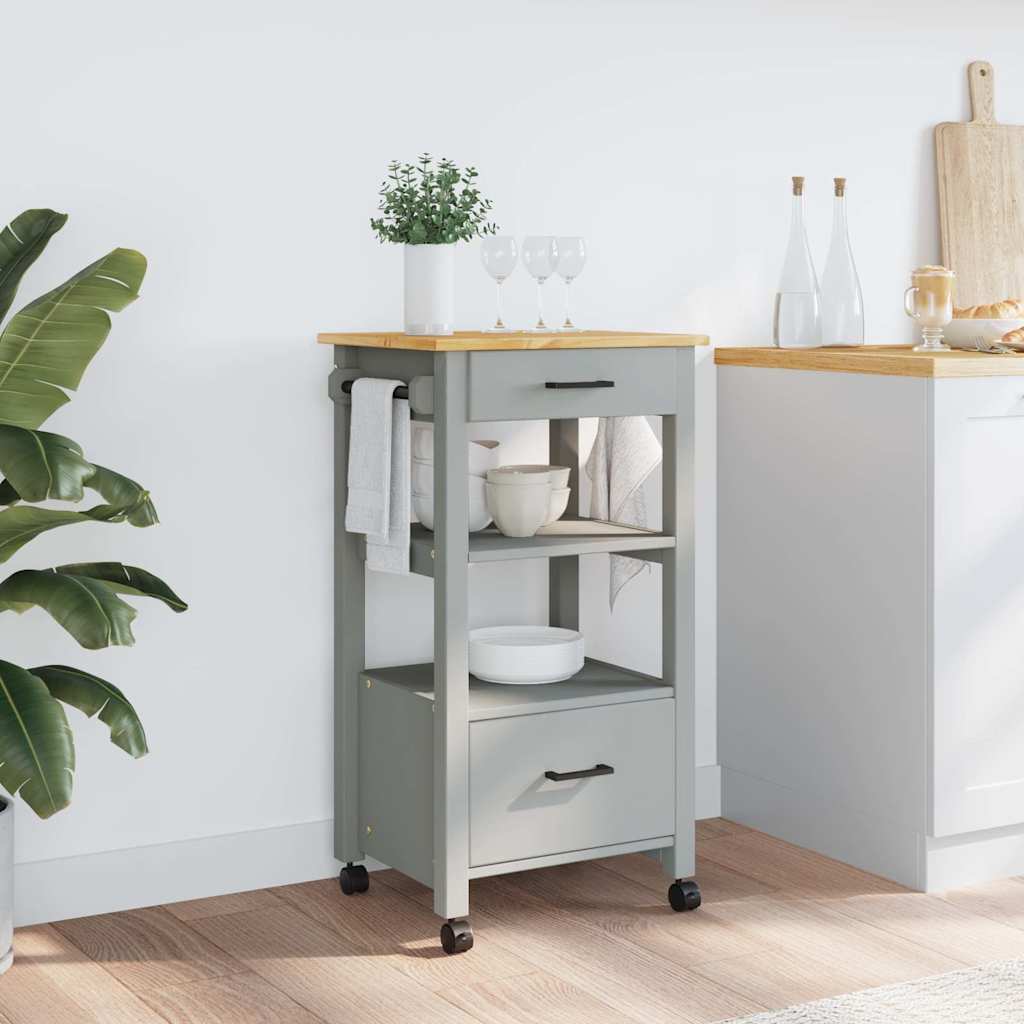 Kitchen Trolley MONZA 18.9"x15.7"x34.8" Solid Wood Pine